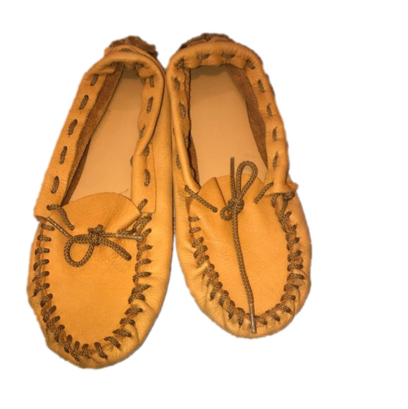 𝅺handmade Leather & Cord Moccasins w Insoles 9.5” / Sz 7 - 7.5 GUC - Picture 1 of 7